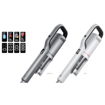 ROIDMI RI-X30VX - Lazdos formos dulkių siurblys 2in1 su LED ekranas ir priedai 435W/2500mAh matinis chromas