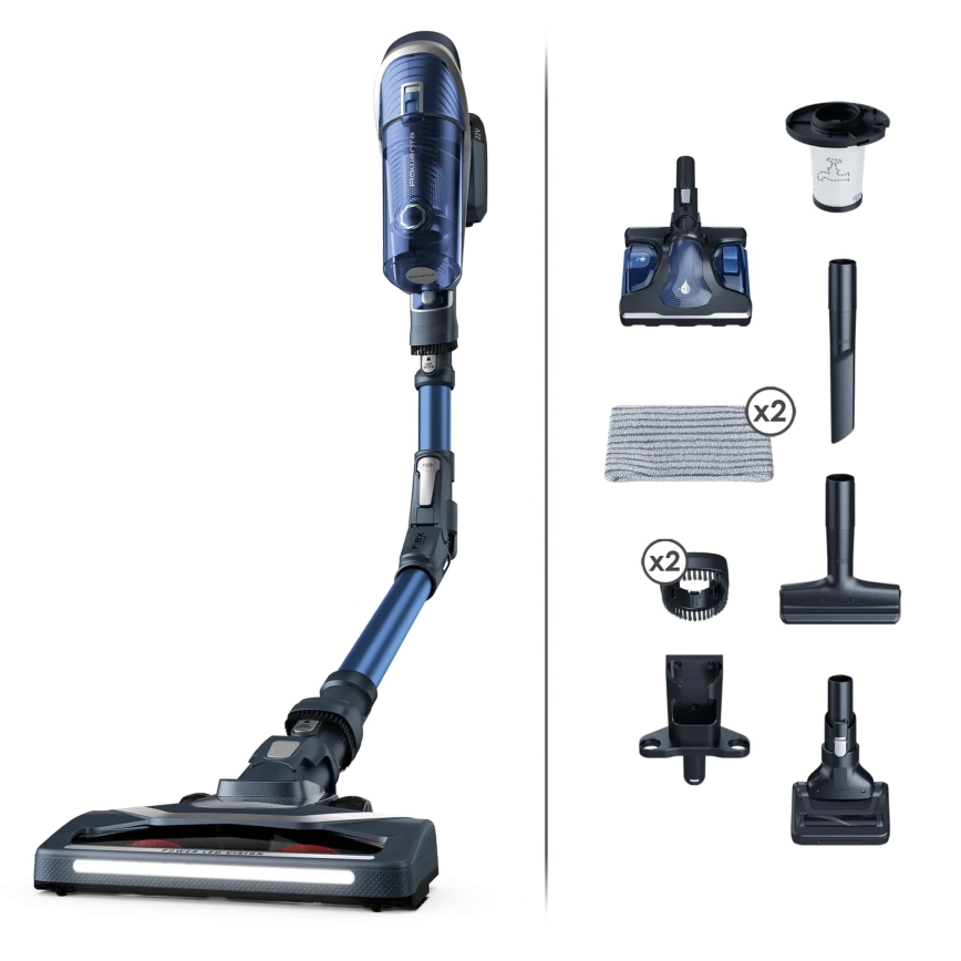 Rowenta - Lazdos formos dulkių siurblys X-FORCE FLEX 8,60 ANIMAL AQUA 4IN1 185W/22V mėlyna