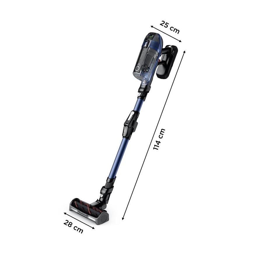 Rowenta - Lazdos formos dulkių siurblys su šluoste X-FORCE FLEX ANIMAL AQUA AUTO 3in1 480W/32,4V 2500 mAh mėlyna
