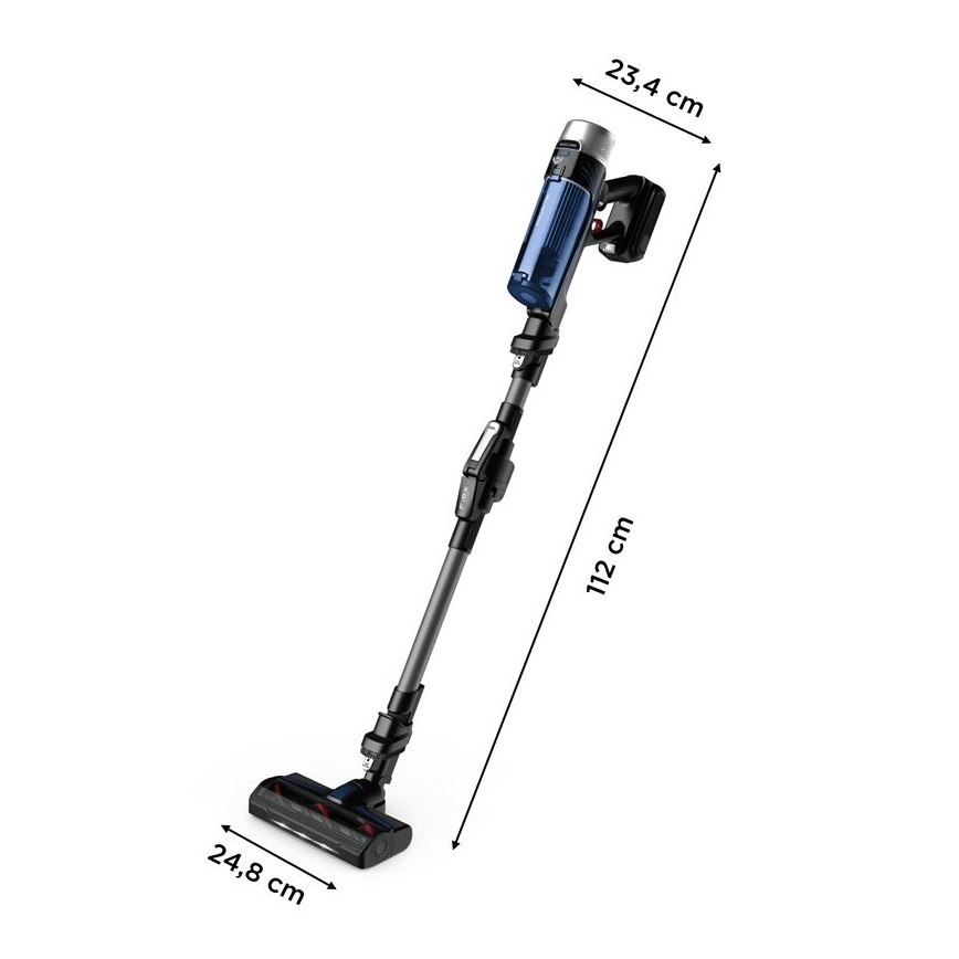 Rowenta - Lazdos formos dulkių siurblys su šluoste X-FORCE FLEX ANIMAL AQUA AUTO 4in1 250W/25,2V 2500 mAh juoda/mėlyna