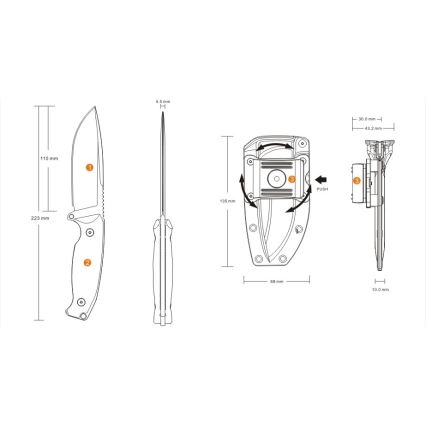 Ruike RUJF118B - Knife JAGER 22,3 cm juoda