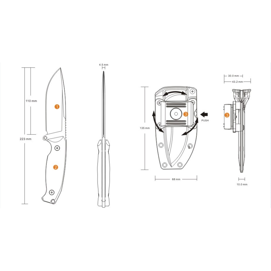 Ruike RUJF118B - Knife JAGER 22,3 cm juoda