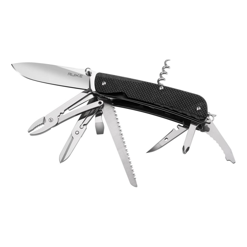 Ruike RULD51 - Daugiafunkcis kišeninis peilis TREKKER 11,4 cm/17 funkcijos juoda