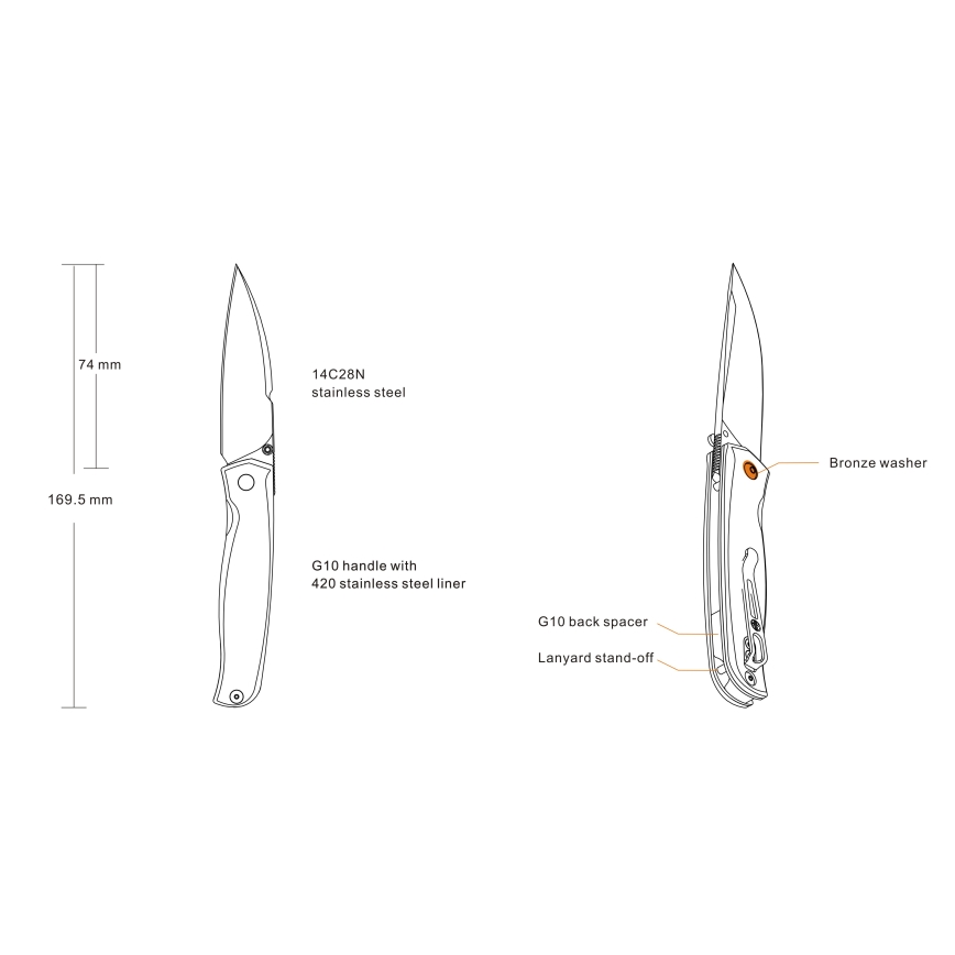 Ruike RUP661B - Kompaktiškas sulankstomas peilis 16,9 cm juoda
