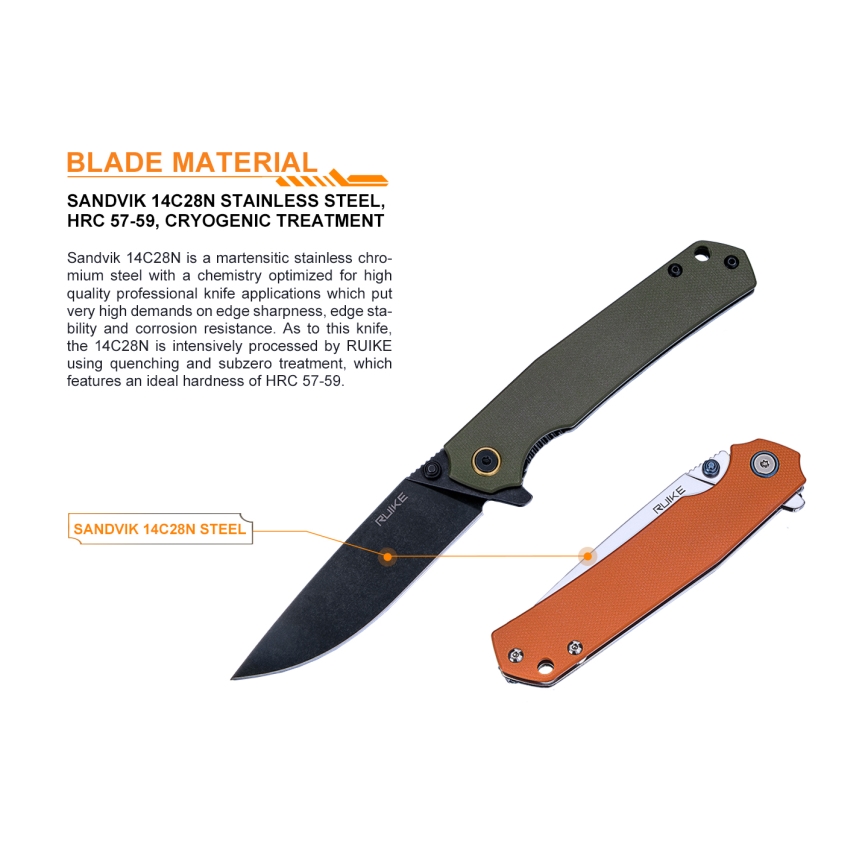 Ruike RUP801G - Sulankstomas kišeninis peilis 20 cm žalia