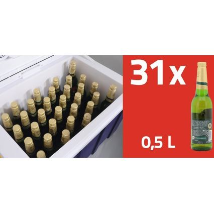 Šaldymo dėžė ant ratukų 60W/230/12V 50 l mėlyna/geltona