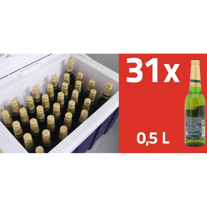 Šaldymo dėžė ant ratukų 60W/230/12V 50 l mėlyna/geltona