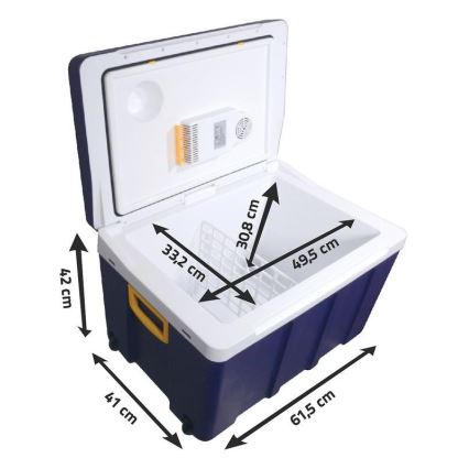 Šaldymo dėžė ant ratukų 60W/230/12V 50 l mėlyna/geltona