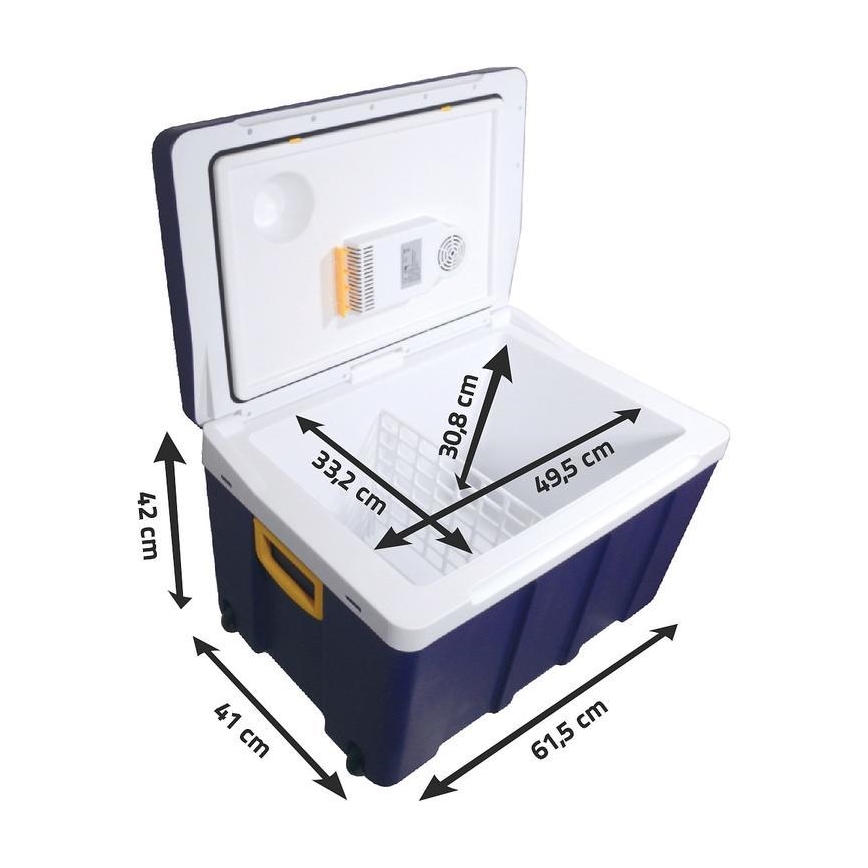 Šaldymo dėžė ant ratukų 60W/230/12V 50 l mėlyna/geltona