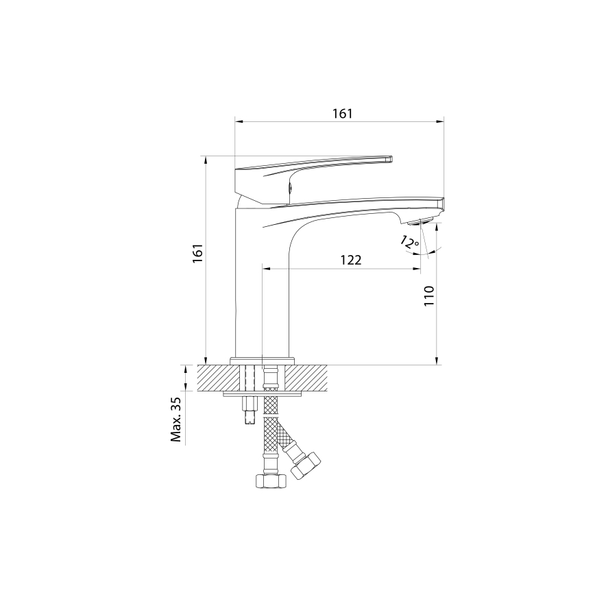 Samona - Praustuvo maišytuvas KORANA, 16 cm, blizgus chromas