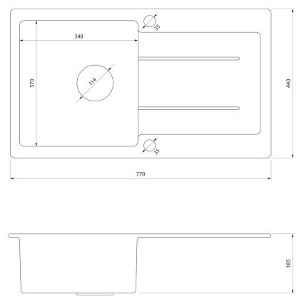 Samona - Virtuvės kriauklė SAMONA 77x44 cm granitas/pilka