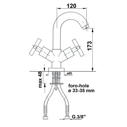 Sapho - AXIA praustuvo maišytuvas, blizgus chromas