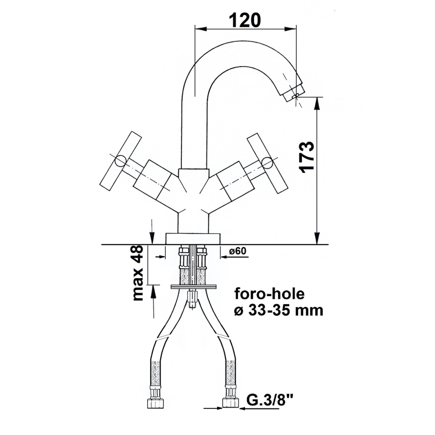Sapho - AXIA praustuvo maišytuvas, blizgus chromas
