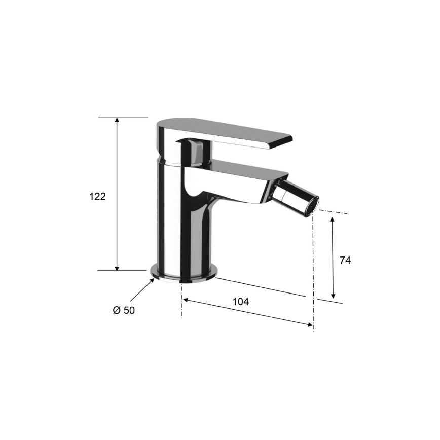 Sapho - bidetinis maišytuvas KAI 12 cm, blizgus chromas