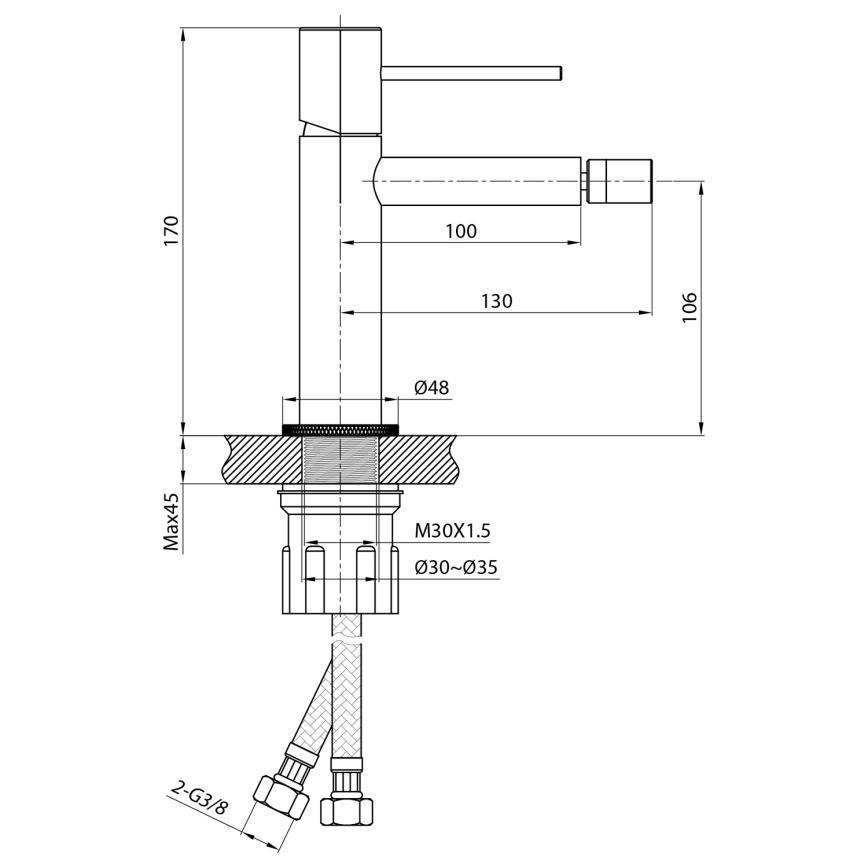 Sapho - Bidetinis maišytuvas SOLARIS matinė juoda