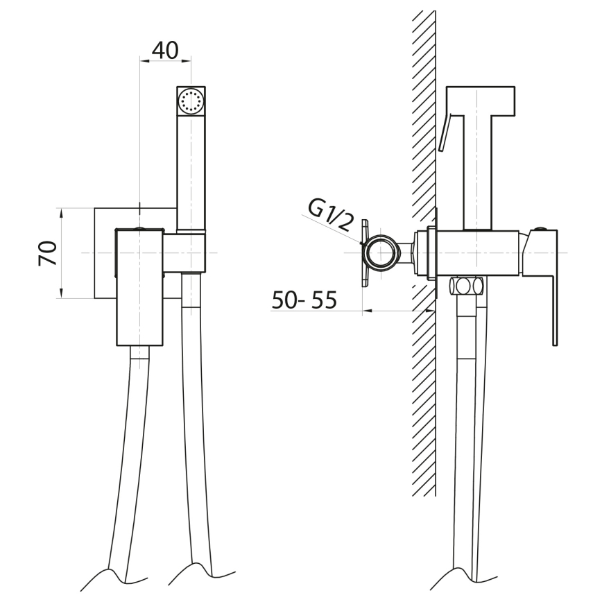 Sapho - Bidė maišytuvas su rankiniu dušeliu įleidžiamam montavimui CUBEMIX matinė auksinė