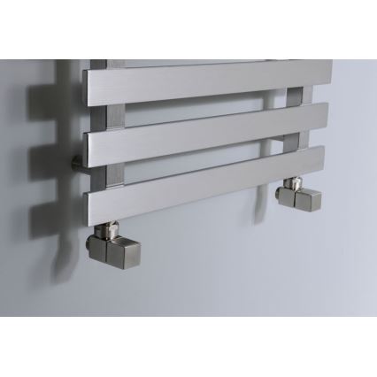 Sapho - CUBE kampinių vožtuvų prijungimo komplektas, 2 vnt., iš šlifuoto nerūdijančio plieno