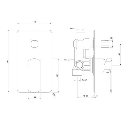 Sapho – dušo maišytuvas MIXONA, skirtas įleidžiamai montuoti, blizgus chromas