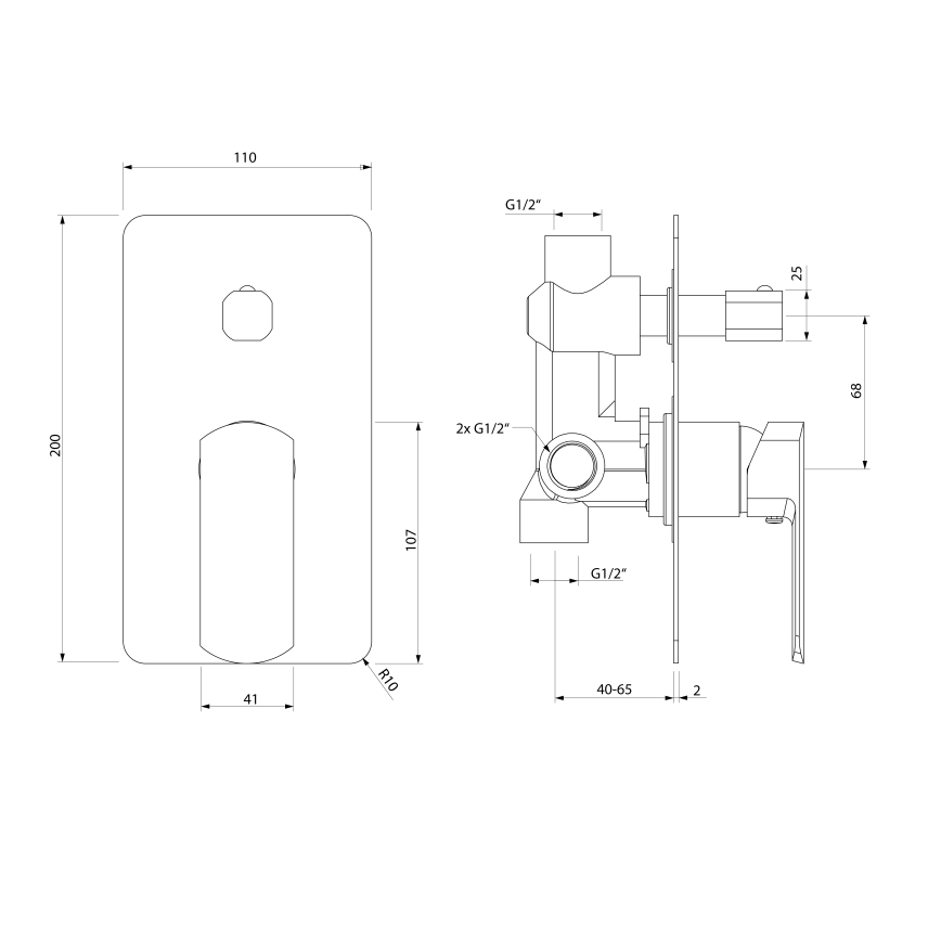 Sapho – dušo maišytuvas MIXONA, skirtas įleidžiamai montuoti, blizgus chromas