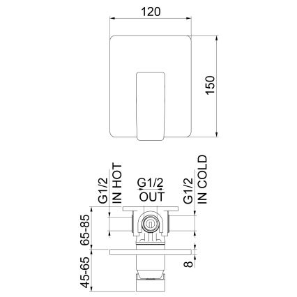 Sapho - Dušo maišytuvas potinkinei montuojimui TURSI, blizgus chromas