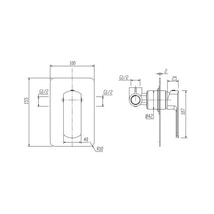 Sapho - Dušo maišytuvas potinkiniam montavimui MIXONA blizgus chromas