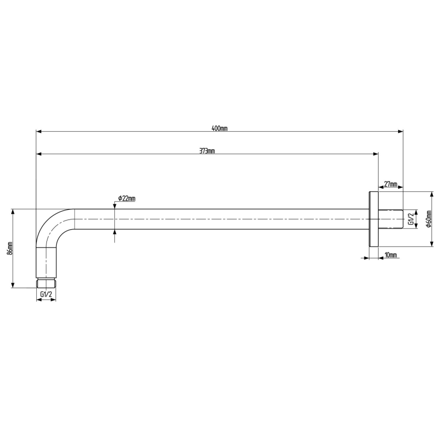 Sapho - Dušo rankena apvalus 40 cm matinė juoda