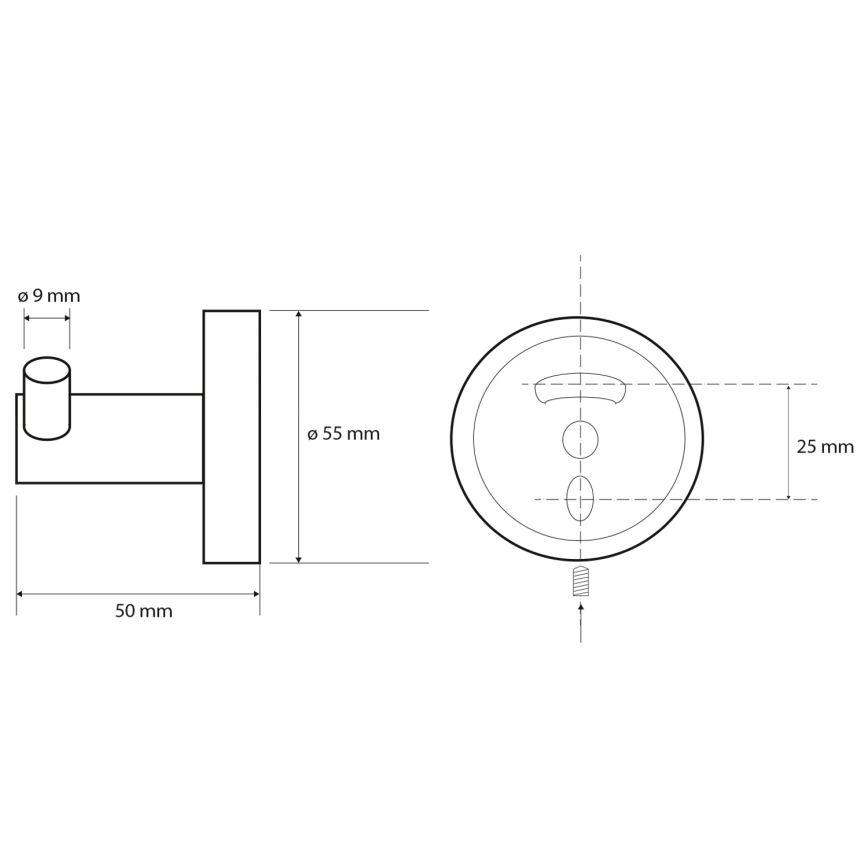 Sapho - Dvigubas sieninis kabliukas X-ROUND 5x5,5 cm juoda