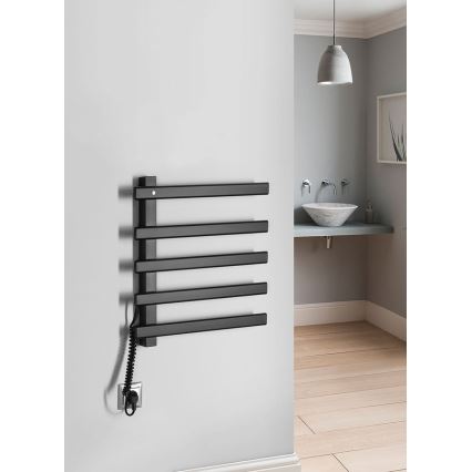 Sapho - Elektrinis rankšluosčių džiovintuvas ELCOR 63W 48x52 cm matinė juoda