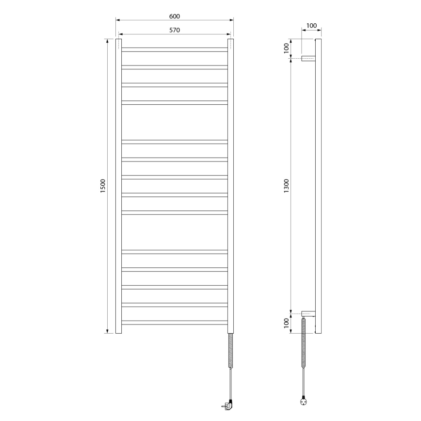 Sapho - elektrinis rankšluosčių džiovintuvas ESKINADO, 130W, 150x60 cm, nerūdijantis plienas / blizgus chromas