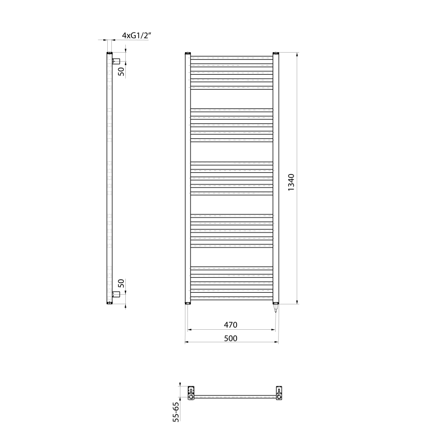 Sapho - Elektrinis rankšluosčių džiovintuvas METRO-E 500W 134x50 cm matinė juoda