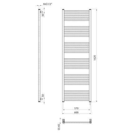 Sapho - Elektrinis rankšluosčių džiovintuvas METRO-E 800W 162x60 cm baltas