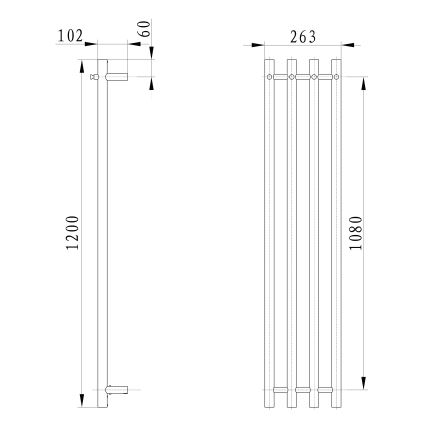 Sapho - Elektrinis rankšluosčių džiovintuvas PAPINADO 85W/230V 120 cm blizgus chromas dešinė