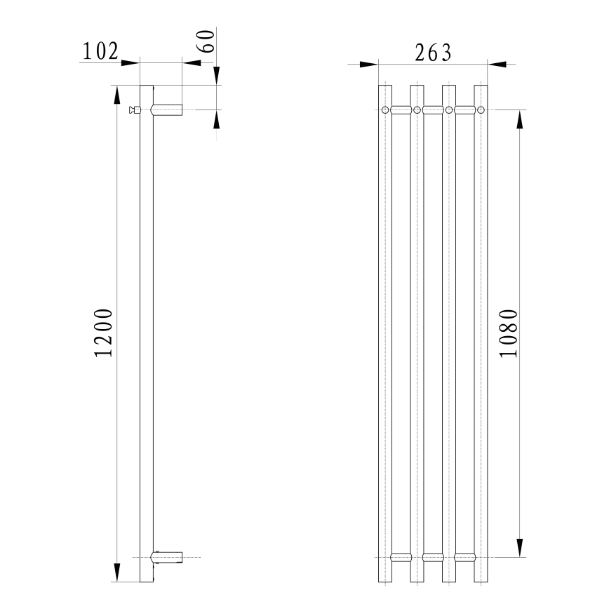 Sapho - Elektrinis rankšluosčių džiovintuvas PAPINADO 85W/230V 120 cm blizgus chromas dešinė