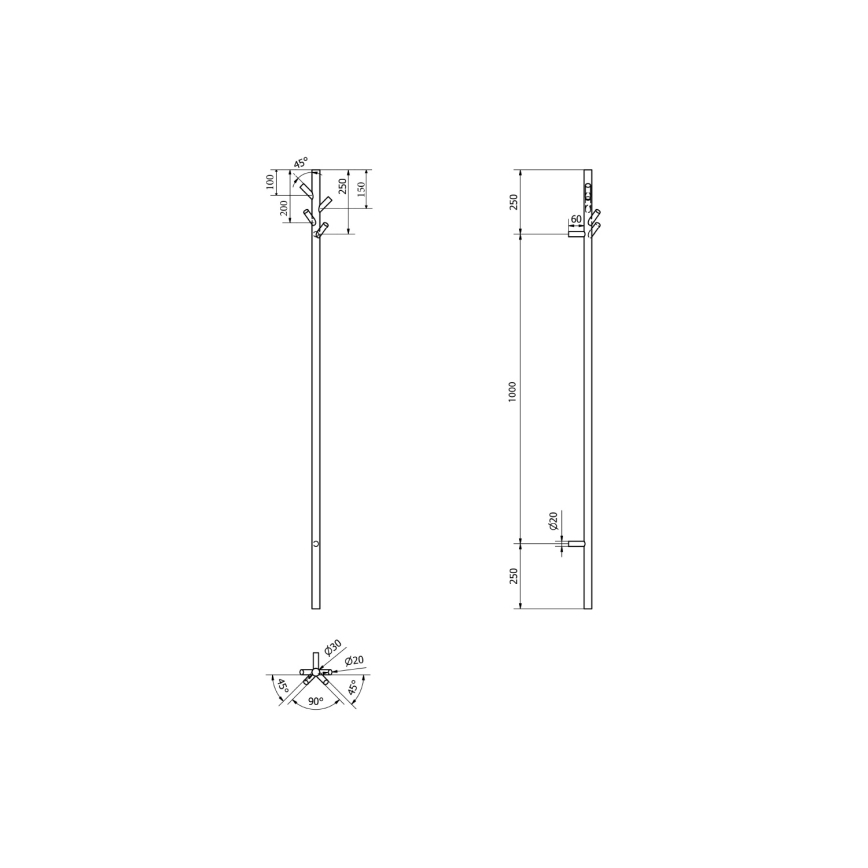 Sapho - Elektrinis rankšluosčių džiovintuvas PASADOR 30W/230V 150 cm matinė juoda
