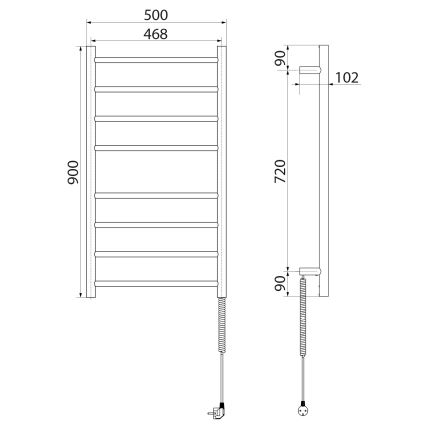 Sapho - Elektrinis rankšluosčių džiovintuvas REDONDO 75W/230V 90 cm blizgus chromas dešinė apvalus