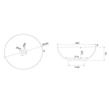 Sapho - FORMIGO ant stalviršio montuojamas praustuvas Ø 39 cm, betonas/kreminė