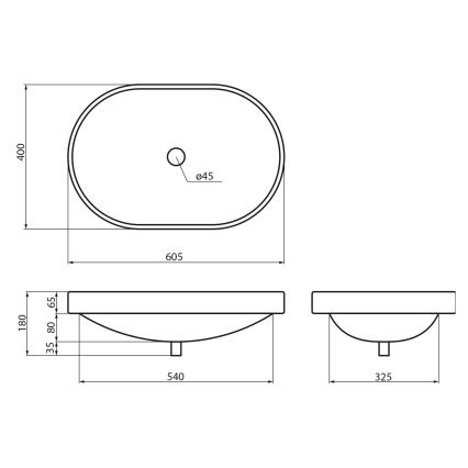 Sapho - Įleidžiamas praustuvas LIMA 60x40 cm keramika/balta