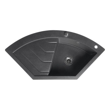 Sapho - kampinė virtuvinė plautuvė 114x57,5 cm granitinė/juoda