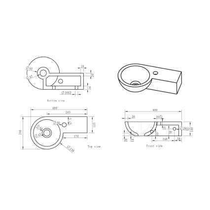 Sapho - Kampinis pakabinamas praustuvas BLOK 40x23 cm dešinė/antracitas