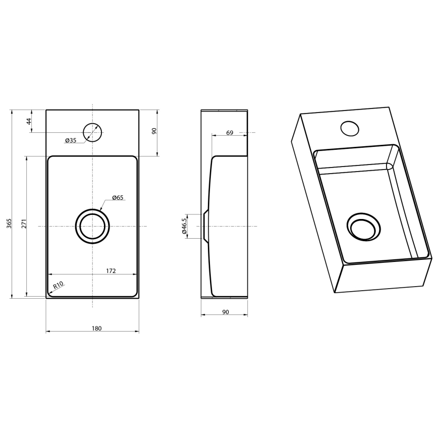 Sapho - Pakabinamas praustuvas AURUM 36,5x18 cm matinė vario spalva