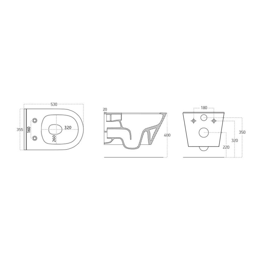 Sapho - Pakabinamas unitazas AVVA, keramika, juodos spalvos