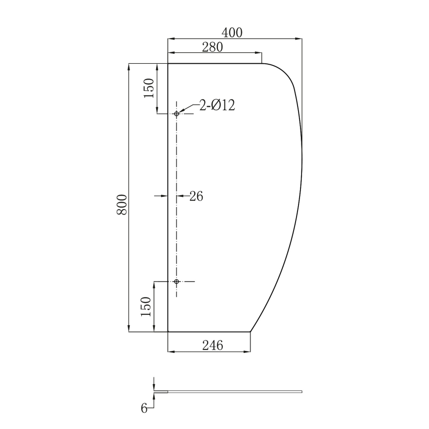 Sapho - Pisuarų pertvara 40x80 cm matinio stiklo