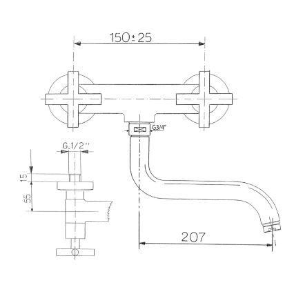 Sapho - Plautuvės maišytuvas AXIA, blizgus chromas