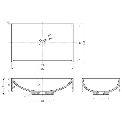 Sapho - praustuvas ant stalviršio 58x36 cm betonas/smėlio spalvos