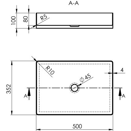 Sapho - Praustuvas ant stalviršio AURUM 50x35 cm antracitas