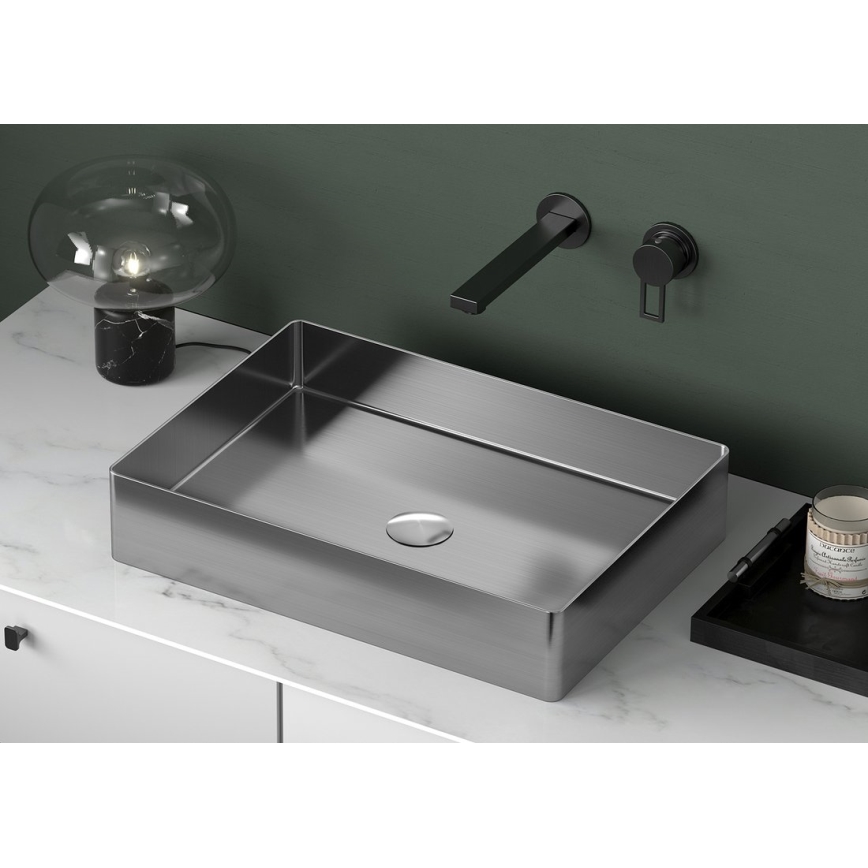 Sapho - Praustuvas ant stalviršio AURUM 50x35 cm, iš šlifuoto nerūdijančio plieno