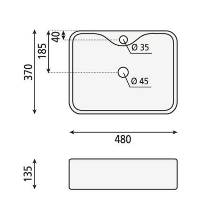 Sapho - Praustuvas ant stalviršio BALENA 48x37 cm matinė juoda