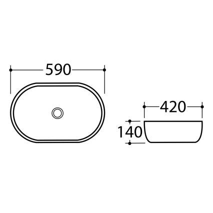 Sapho - Praustuvas ant stalviršio DALMA 59x42 cm keramika/pilka