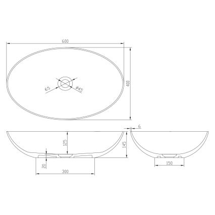 Sapho - Praustuvas ant stalviršio FORMIGO 60x40 cm betonas/antracitas