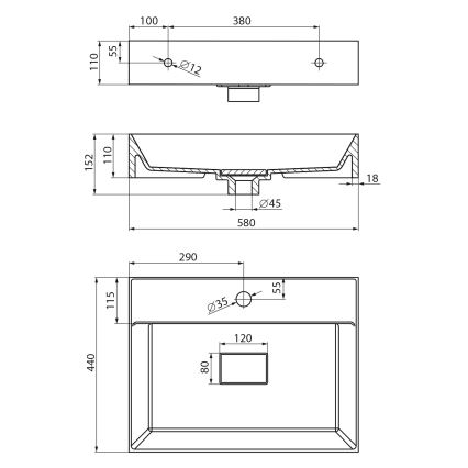 Sapho - Praustuvas ant stalviršio GODIVA 58x44 cm marmuras/balta